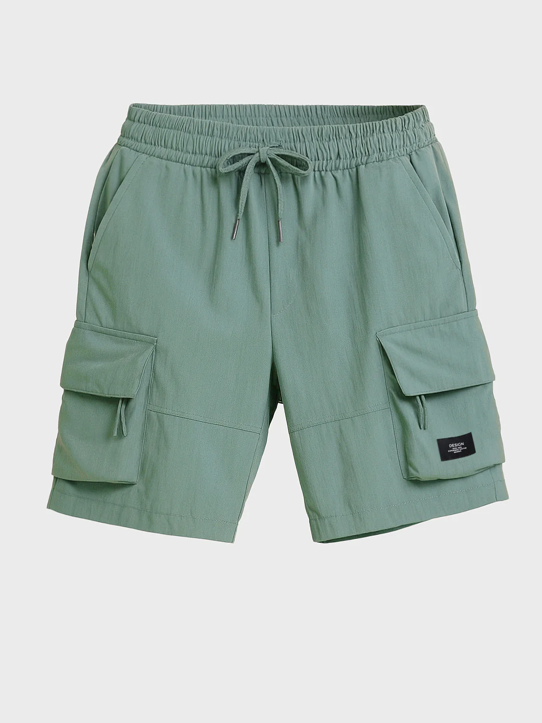 Men's Green Relaxed Fit Solid Utility Shorts - Image 4