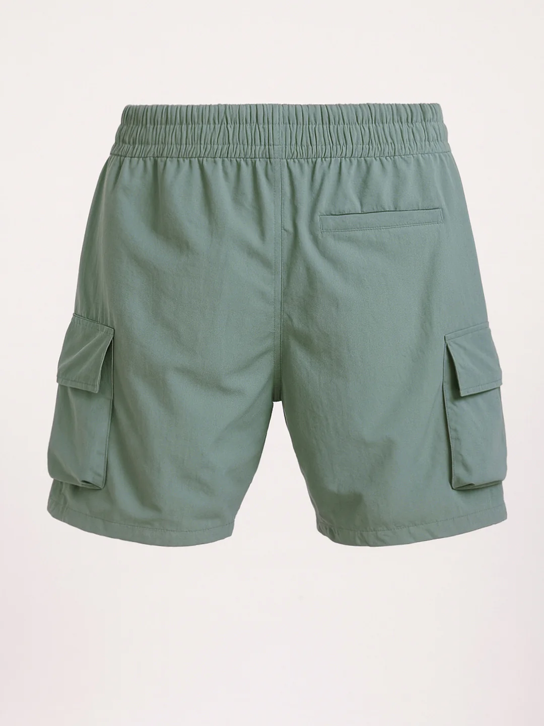 Men's Green Relaxed Fit Solid Utility Shorts - Image 5