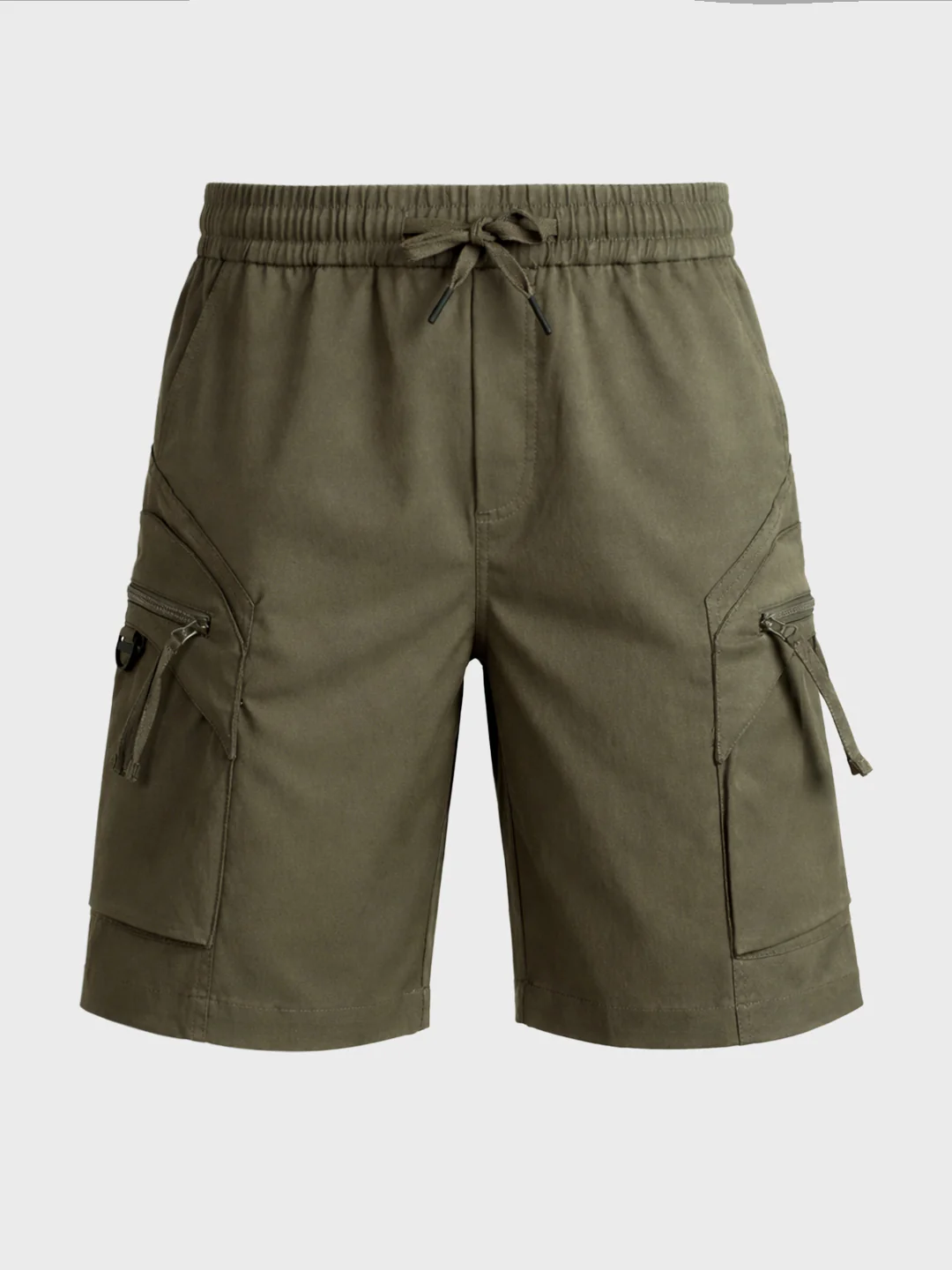 Men's Green Relaxed Fit Solid Utility Shorts - Image 6