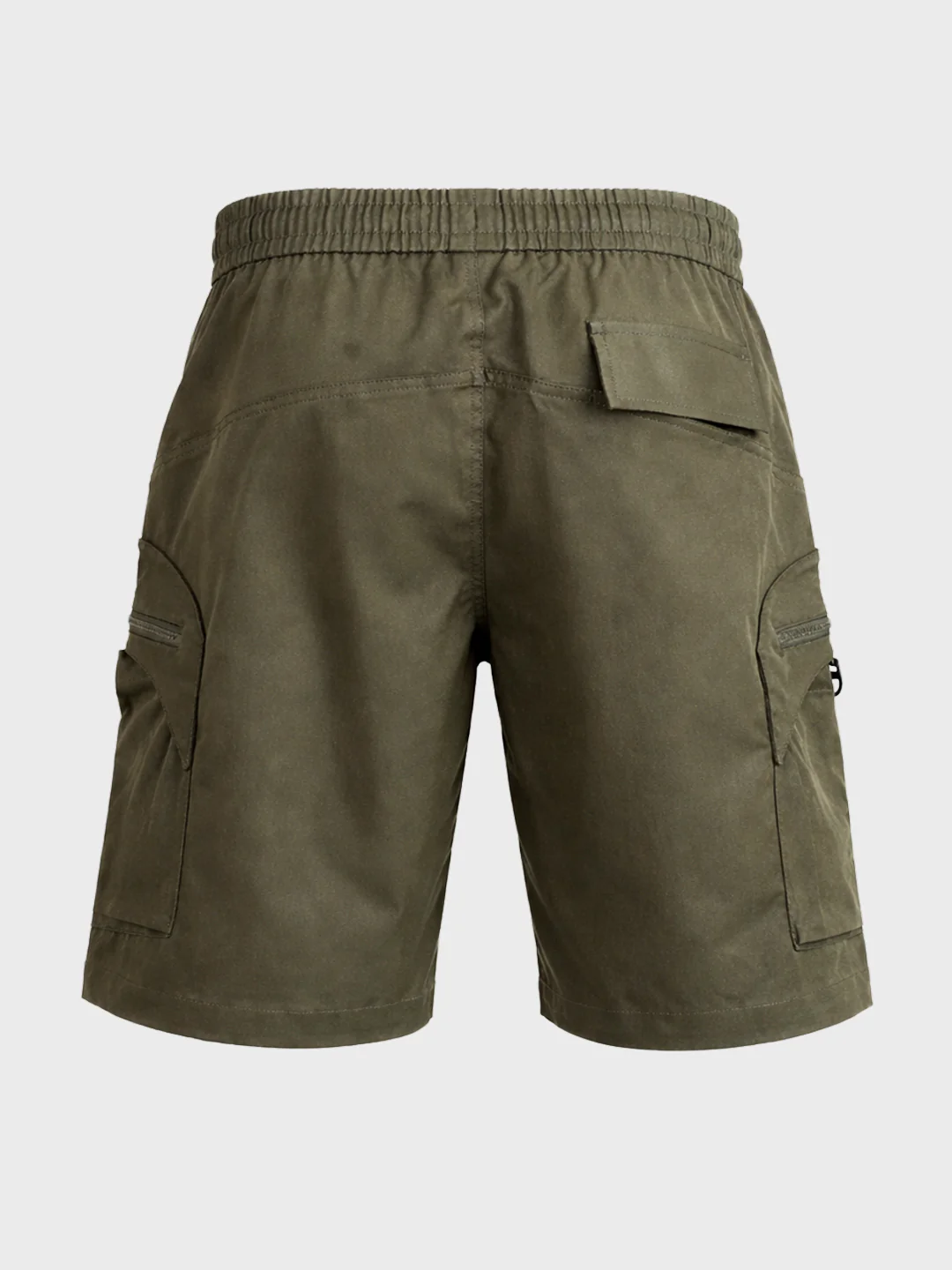 Men's Green Relaxed Fit Solid Utility Shorts - Image 7