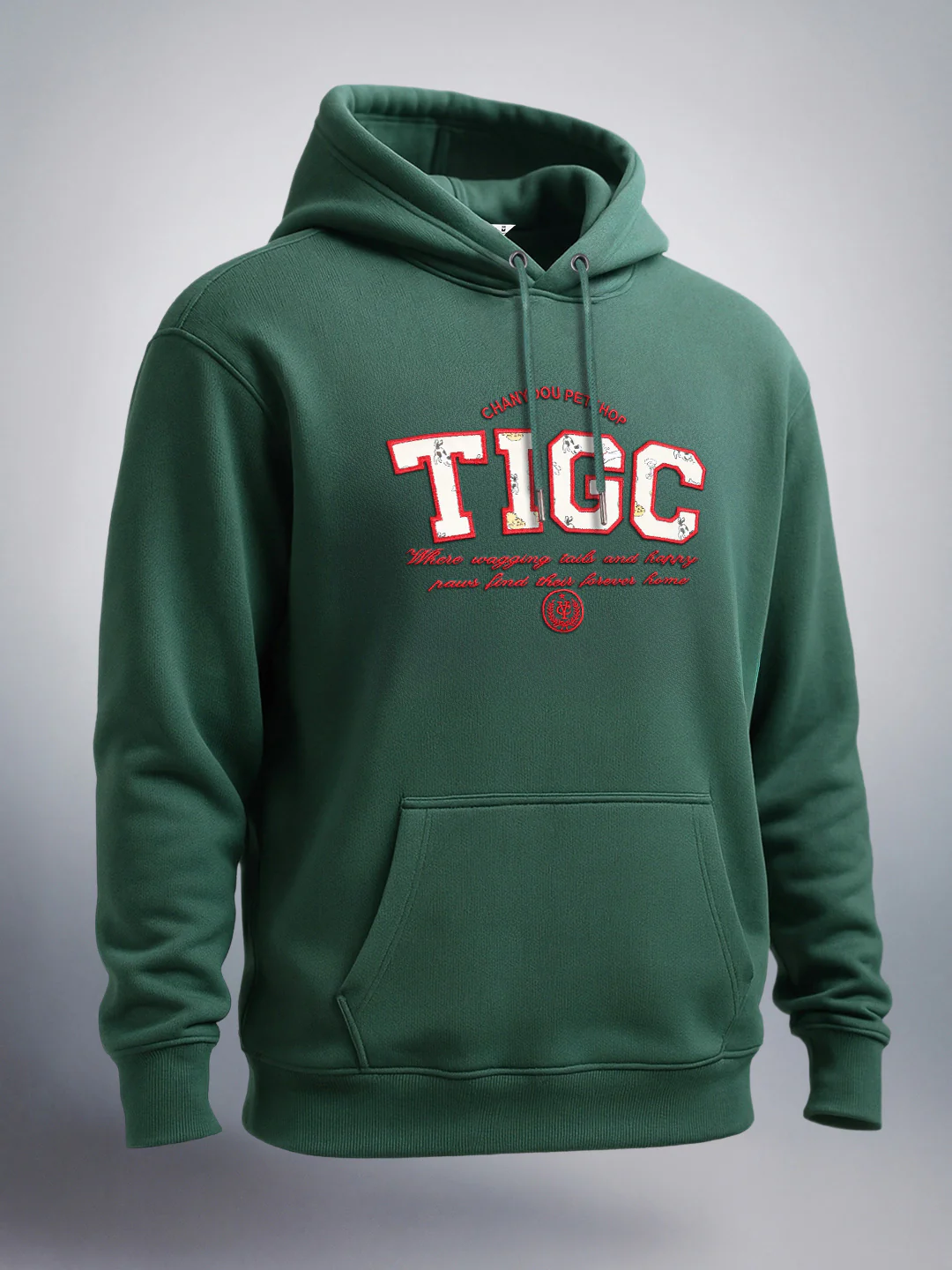 Men's Green Relaxed Fit Varsity Casual Sweatshirt - Image 3