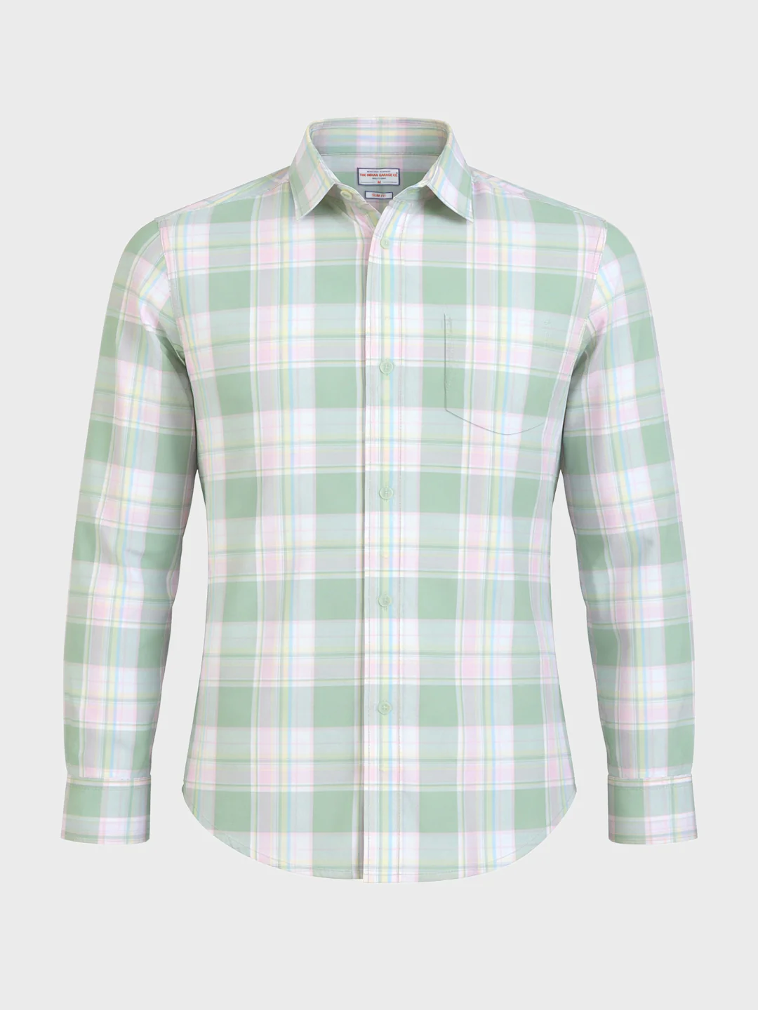 Men's Green Slim Fit Checked Casual Shirt - Image 6