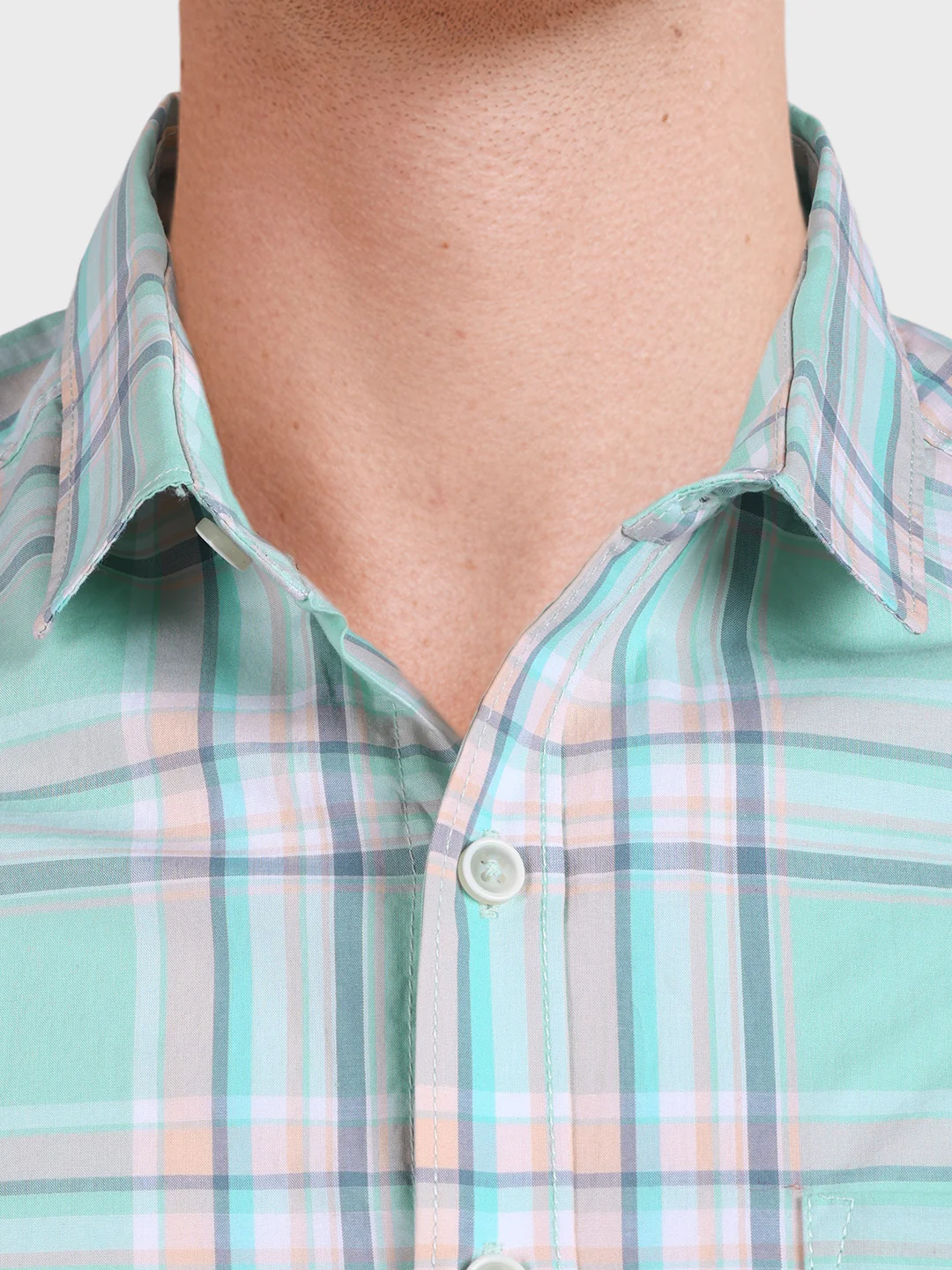 Men's Green Slim Fit Checked Casual Shirt - Image 3