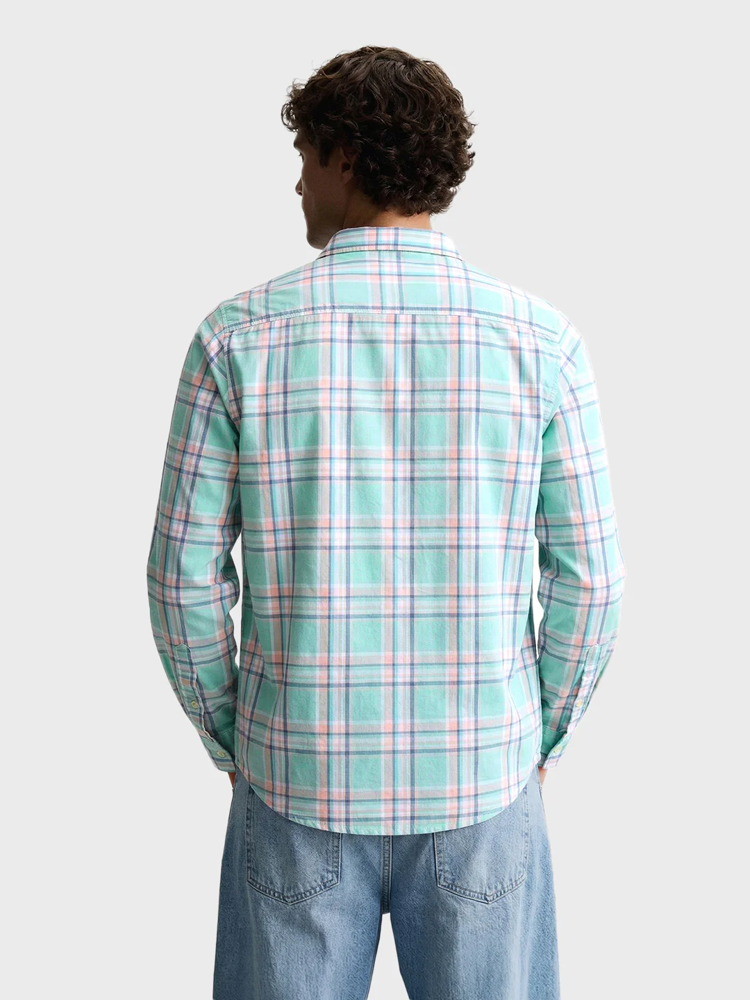 Men's Green Slim Fit Checked Casual Shirt - Image 5