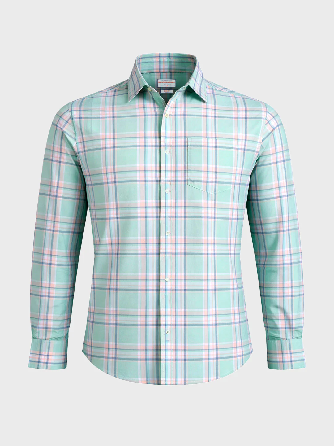 Men's Green Slim Fit Checked Casual Shirt - Image 6