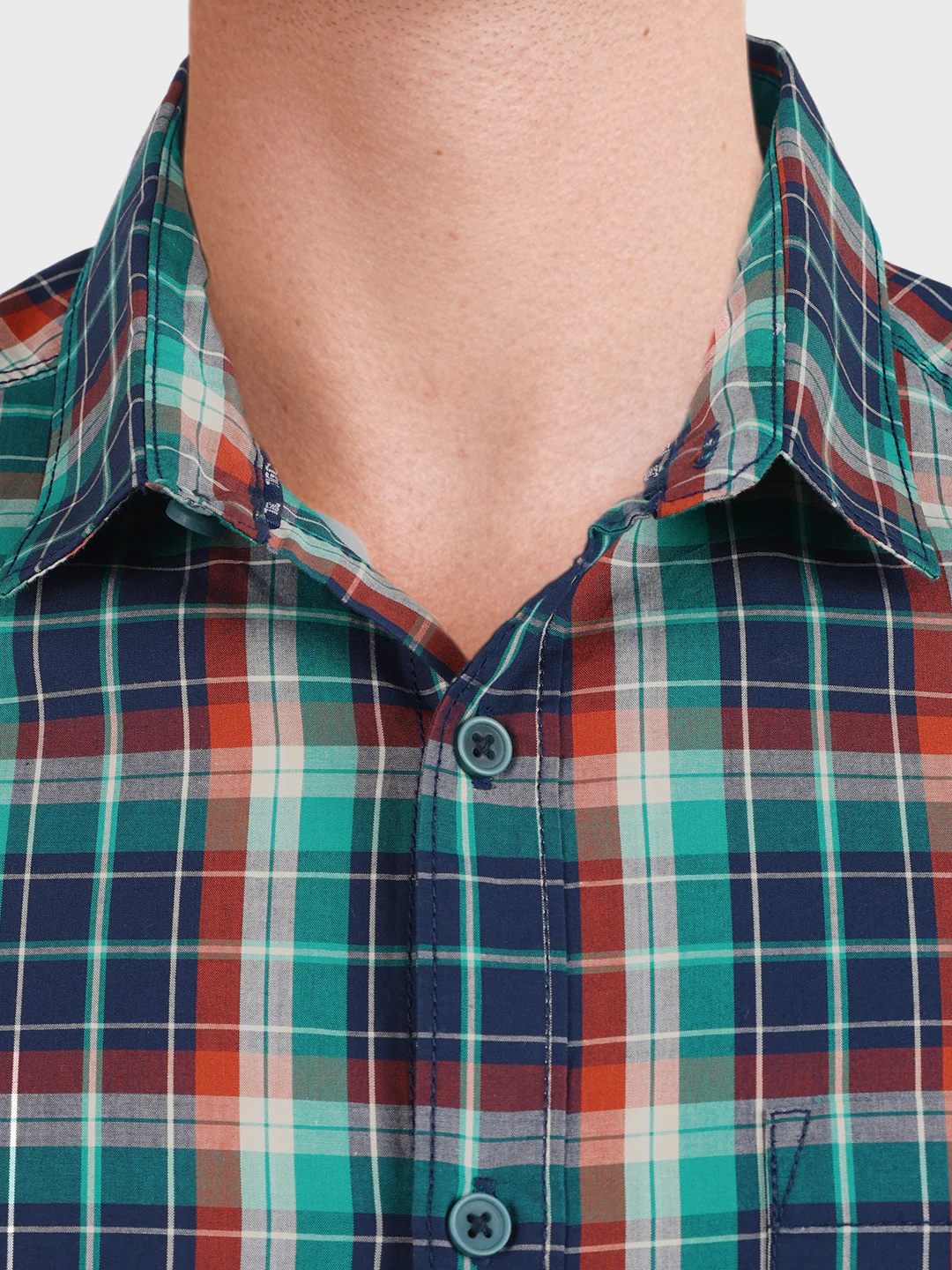 Men's Green Slim Fit Checked Casual Shirt - Image 3