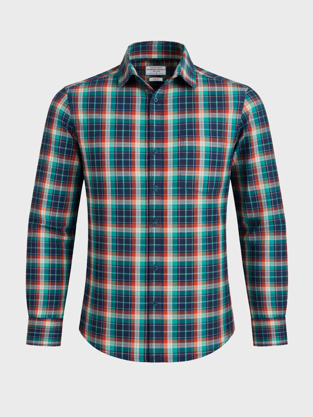 Men's Green Slim Fit Checked Casual Shirt - Image 6