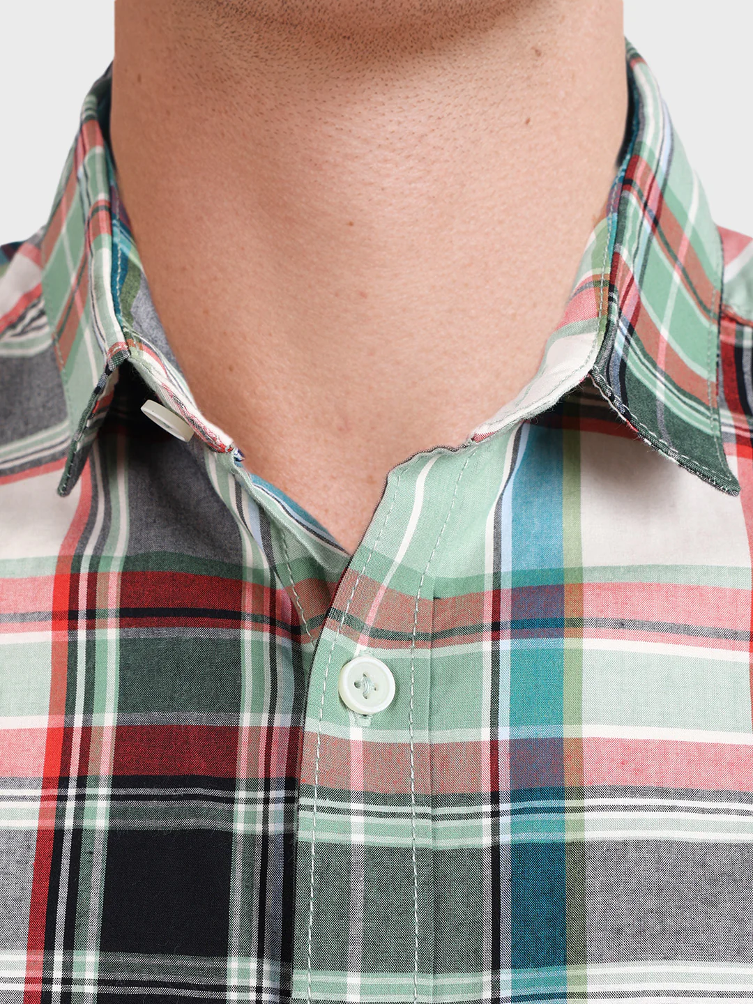 Men's Green Slim Fit Checked Casual Shirt - Image 3