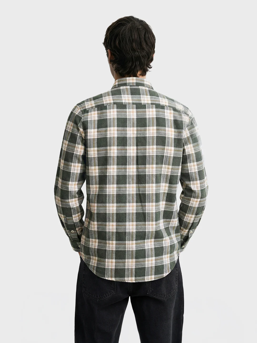 Men's Green Slim Fit Checkered Casual Shirt - Image 4