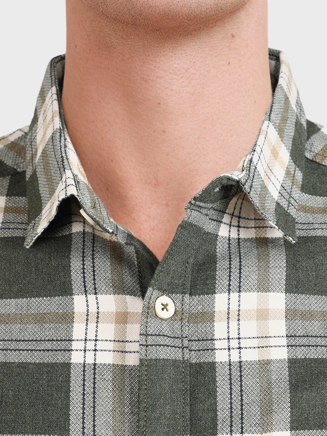 Men's Green Slim Fit Checkered Casual Shirt - Image 7