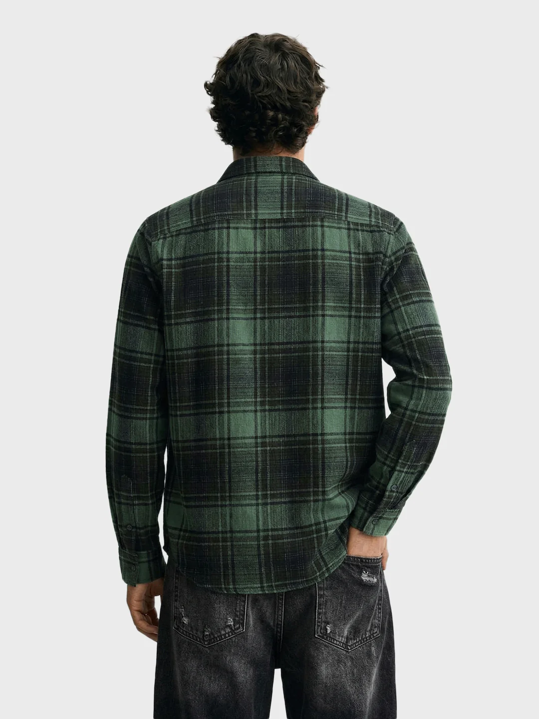 Men's Green Slim Fit Checked Casual Shirt - Image 5