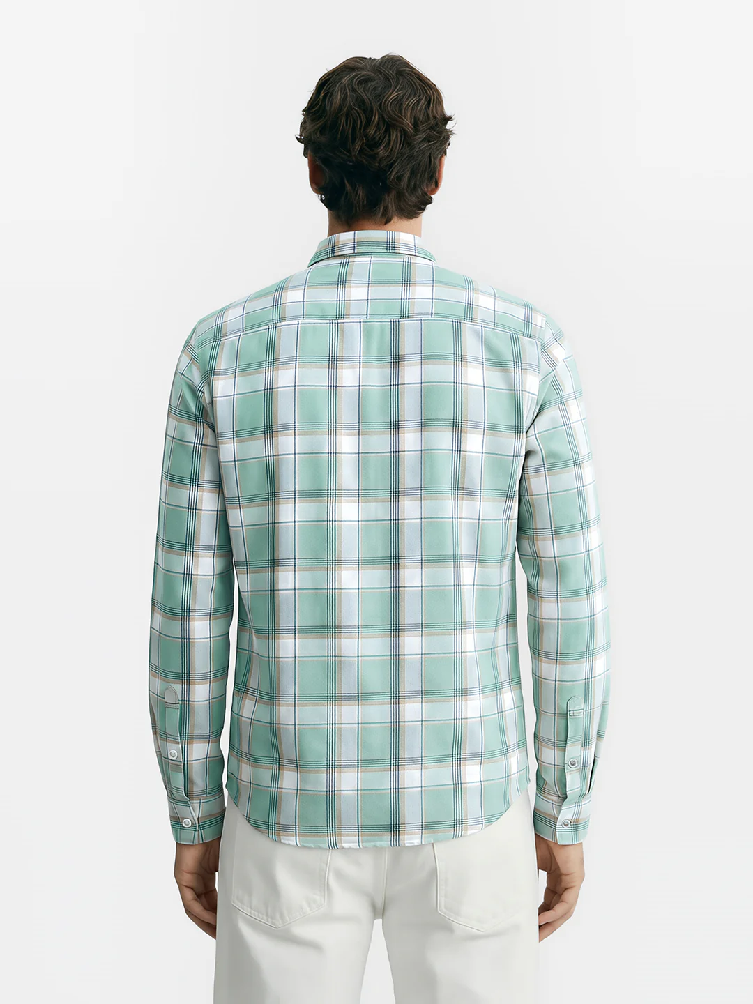 Men's Green Slim Fit Checked Casual Shirt - Image 2
