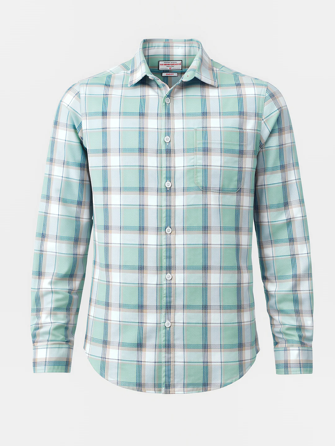 Men's Green Slim Fit Checked Casual Shirt - Image 4