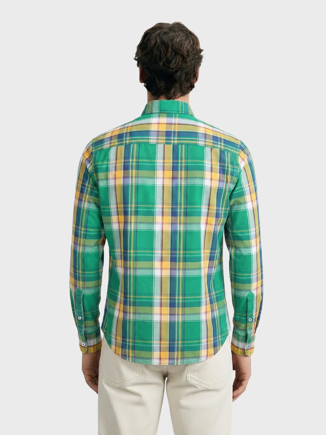 Men's Green Slim Fit Checked Casual Shirt - Image 2