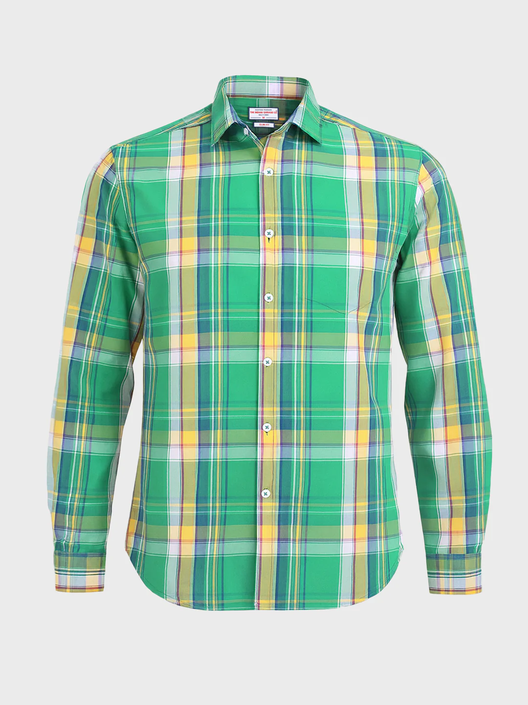 Men's Green Slim Fit Checked Casual Shirt - Image 4