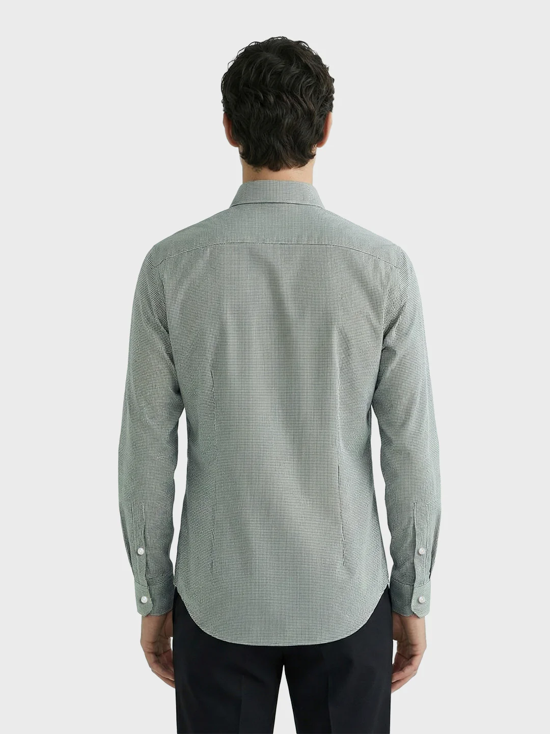Men's Green Slim Fit Checked Formal Shirt - Image 2