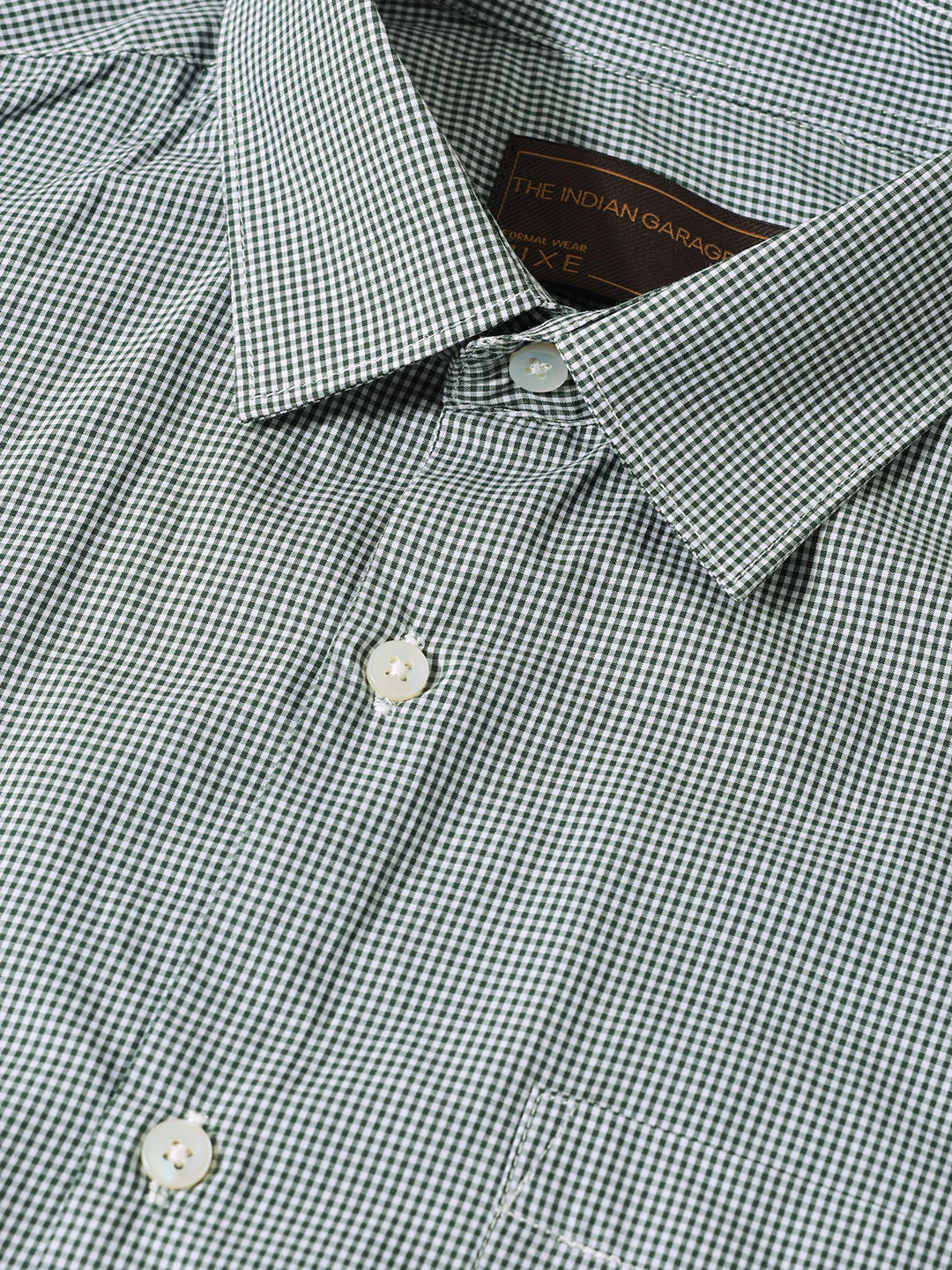 Men's Green Slim Fit Checked Formal Shirt - Image 5