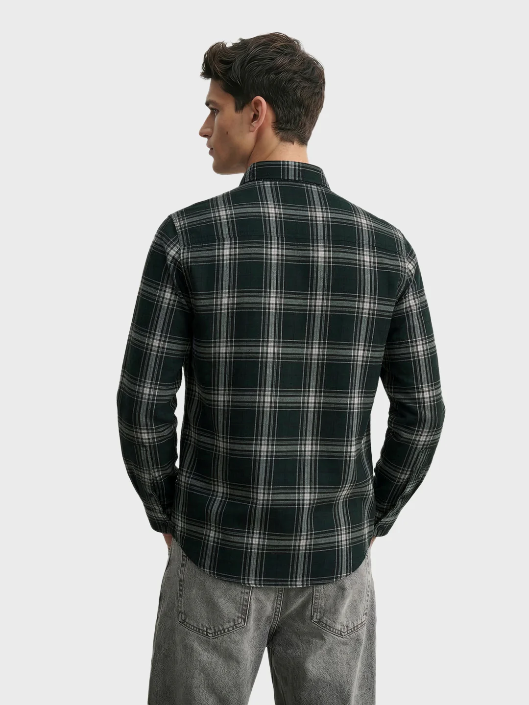 Men's Green Slim Fit Checkered Casual Shirt - Image 4