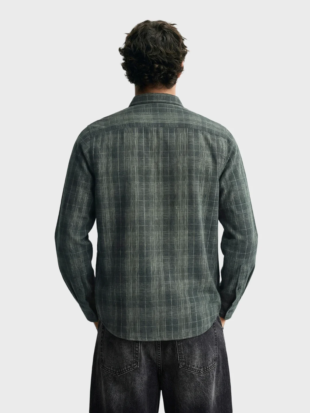 Men's Green Slim Fit Checkered Casual Shirt - Image 4