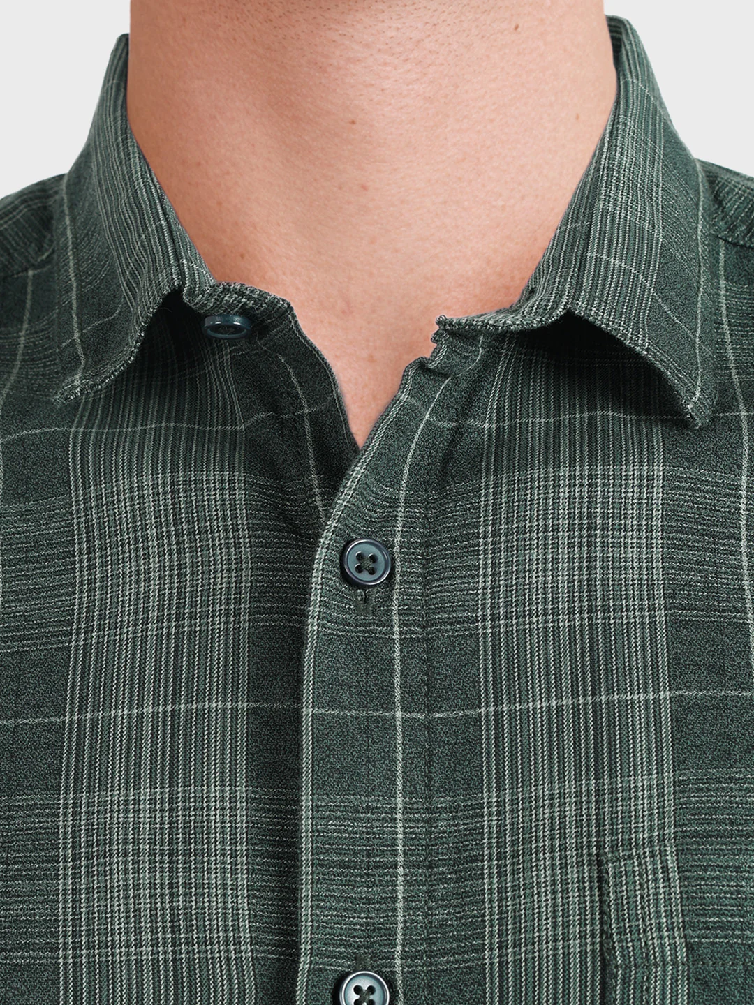 Men's Green Slim Fit Checkered Casual Shirt - Image 7