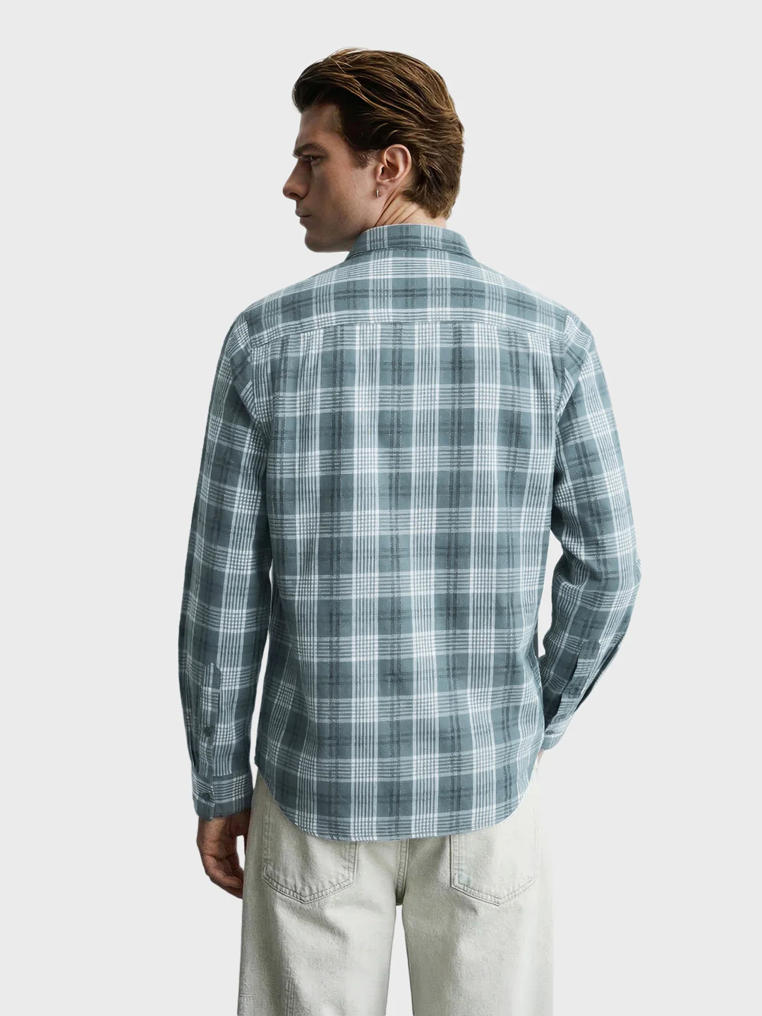Men's Green Slim Fit Checkered Casual Shirt - Image 5