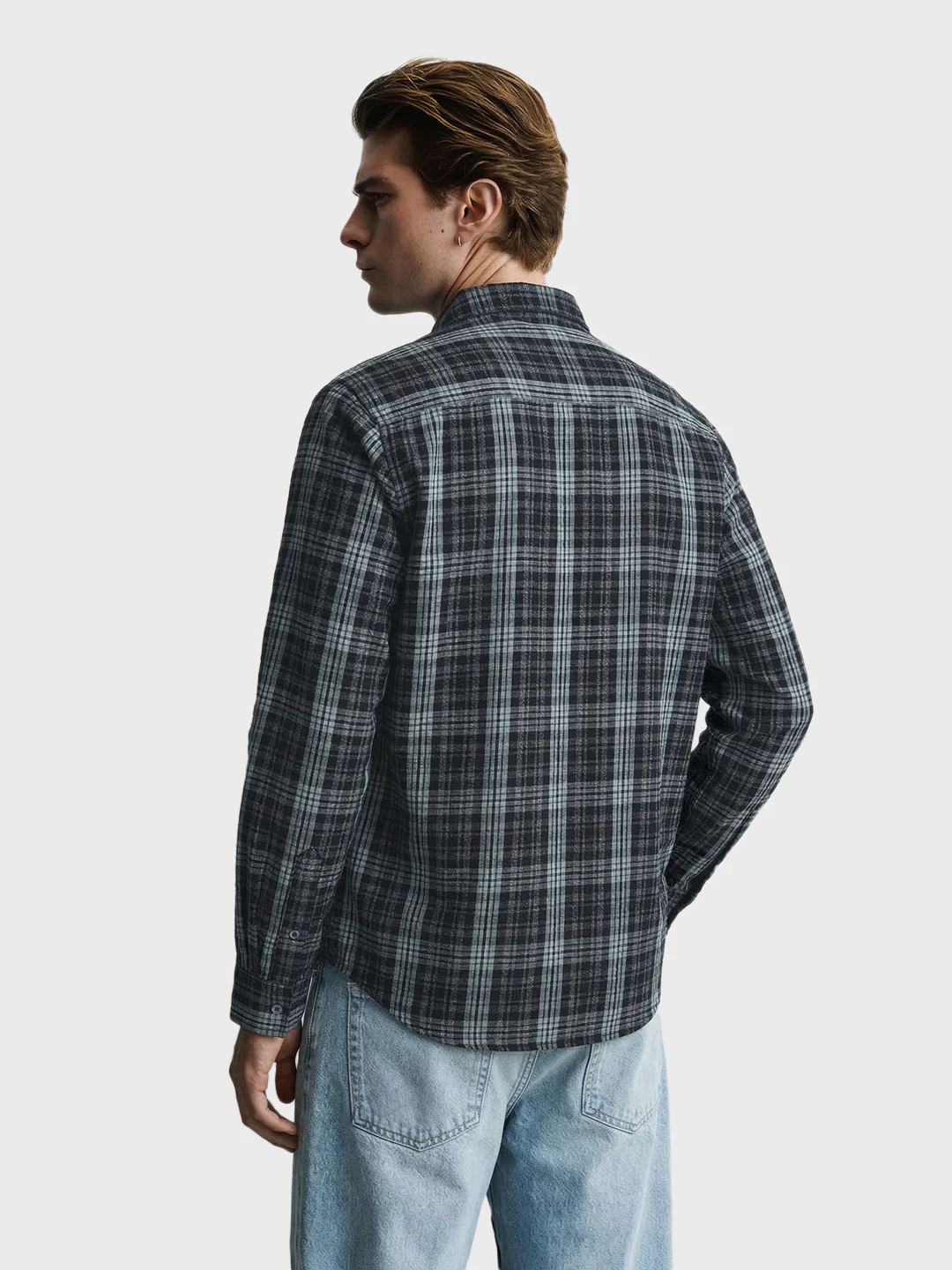 Men's Green Slim Fit Checkered Casual Shirt - Image 5