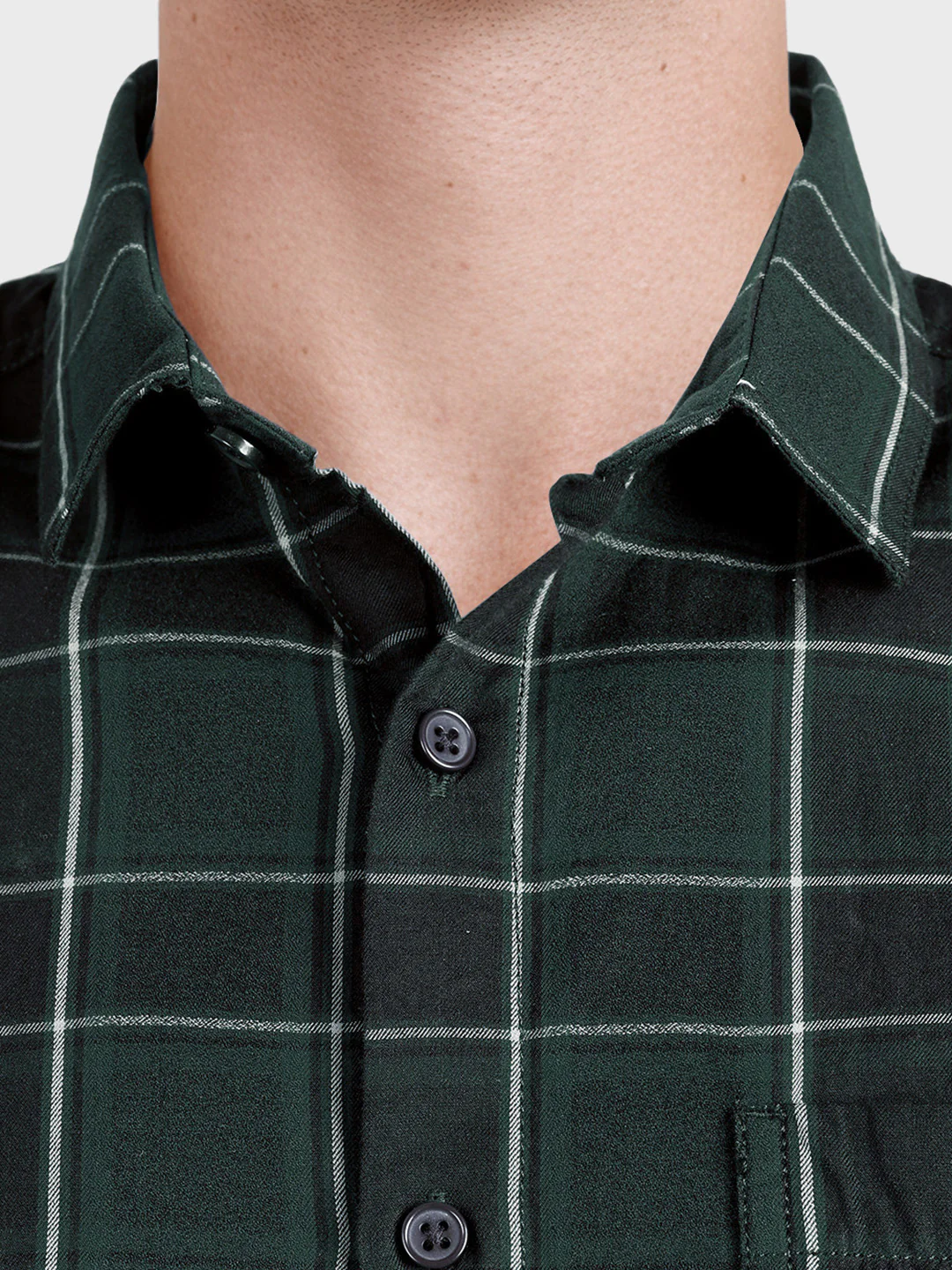 Men's Green Slim Fit Checkered Casual Shirt - Image 3