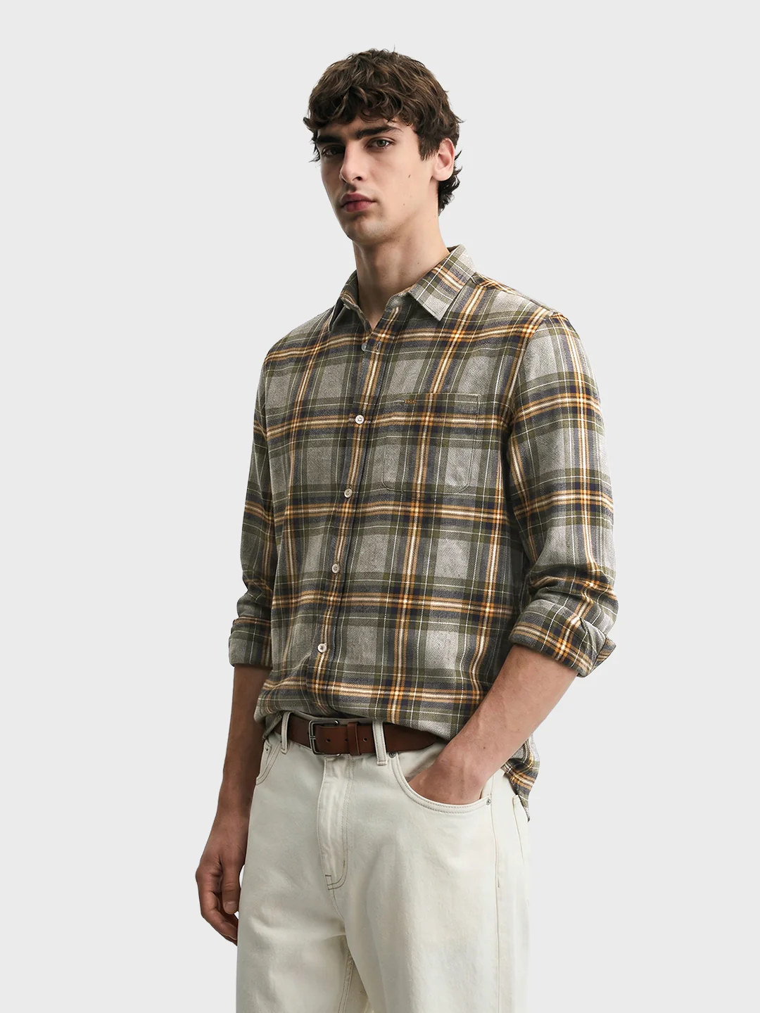 Men's Green Slim Fit Checkered Casual Shirt - Image 4