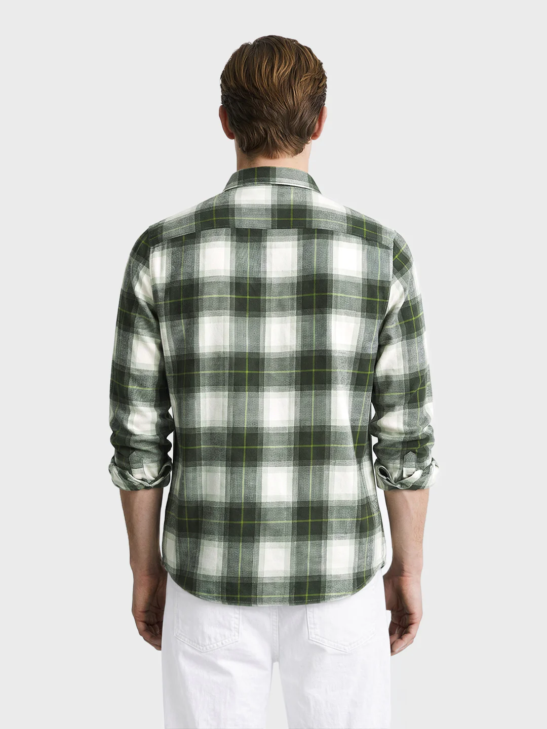 Men's Green Slim Fit Checkered Casual Shirt - Image 5