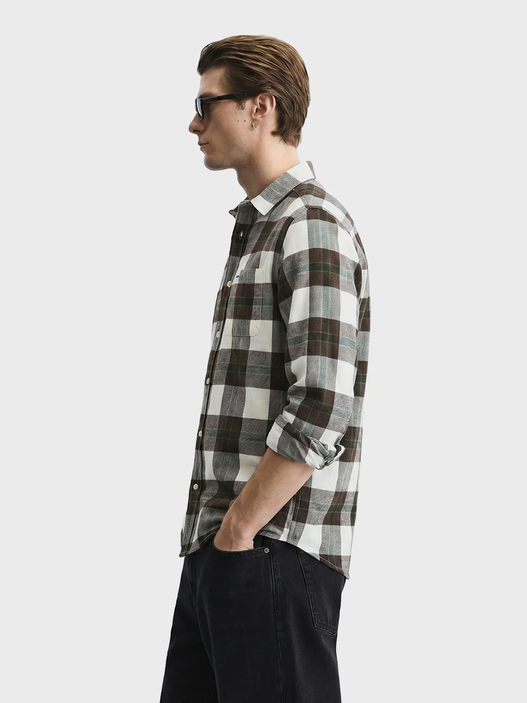 Men's Green Slim Fit Checkered Casual Shirt - Image 4