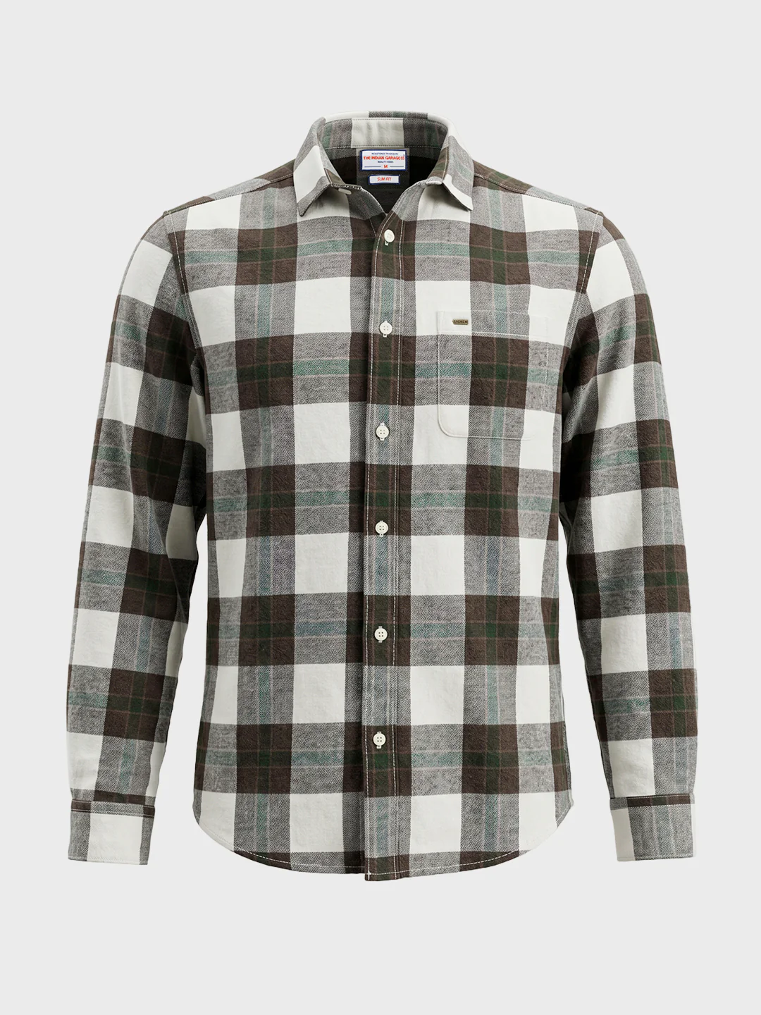 Men's Green Slim Fit Checkered Casual Shirt - Image 6