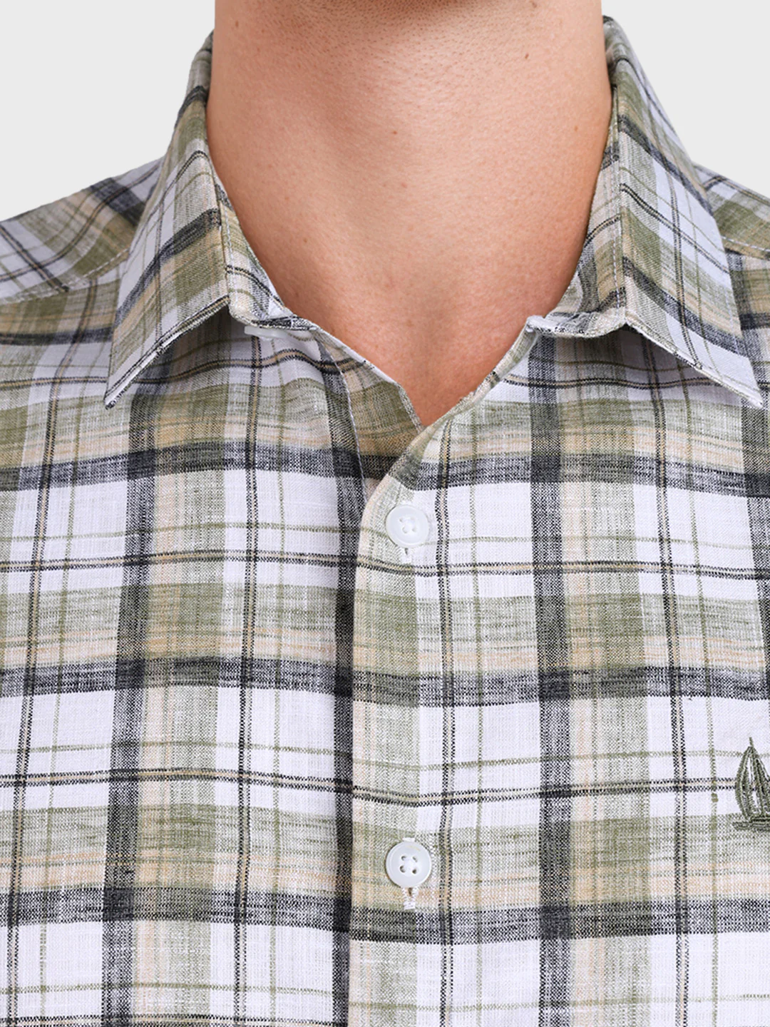 Men's Green Slim Fit Checkered Casual Shirt - Image 3