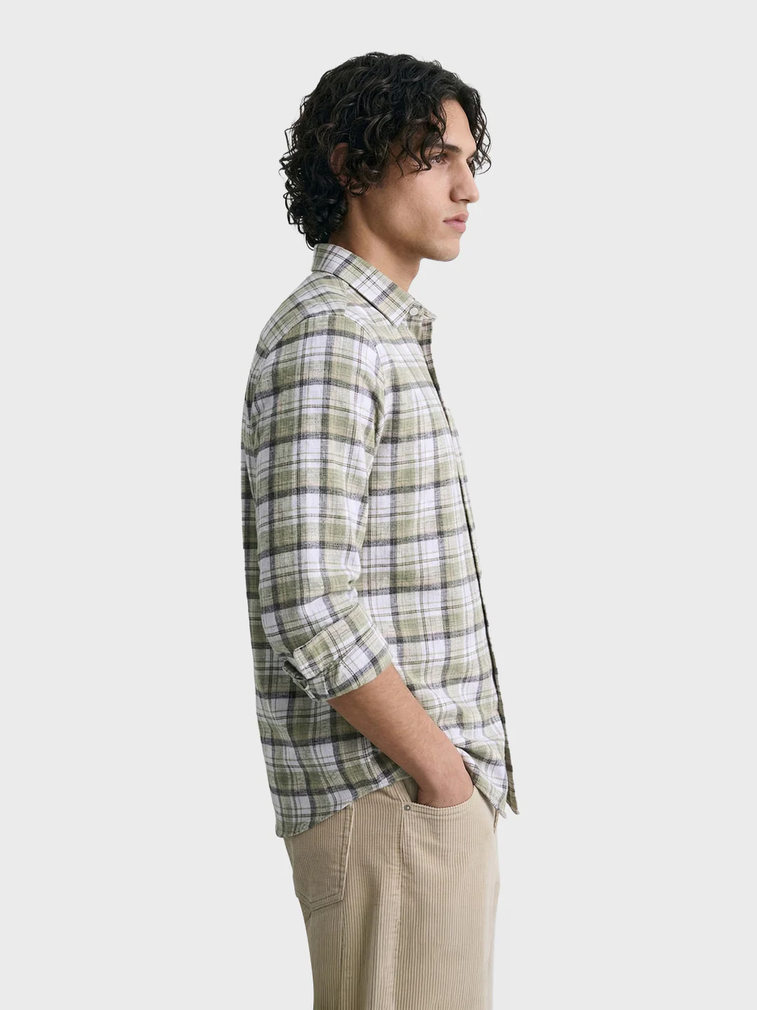 Men's Green Slim Fit Checkered Casual Shirt - Image 4