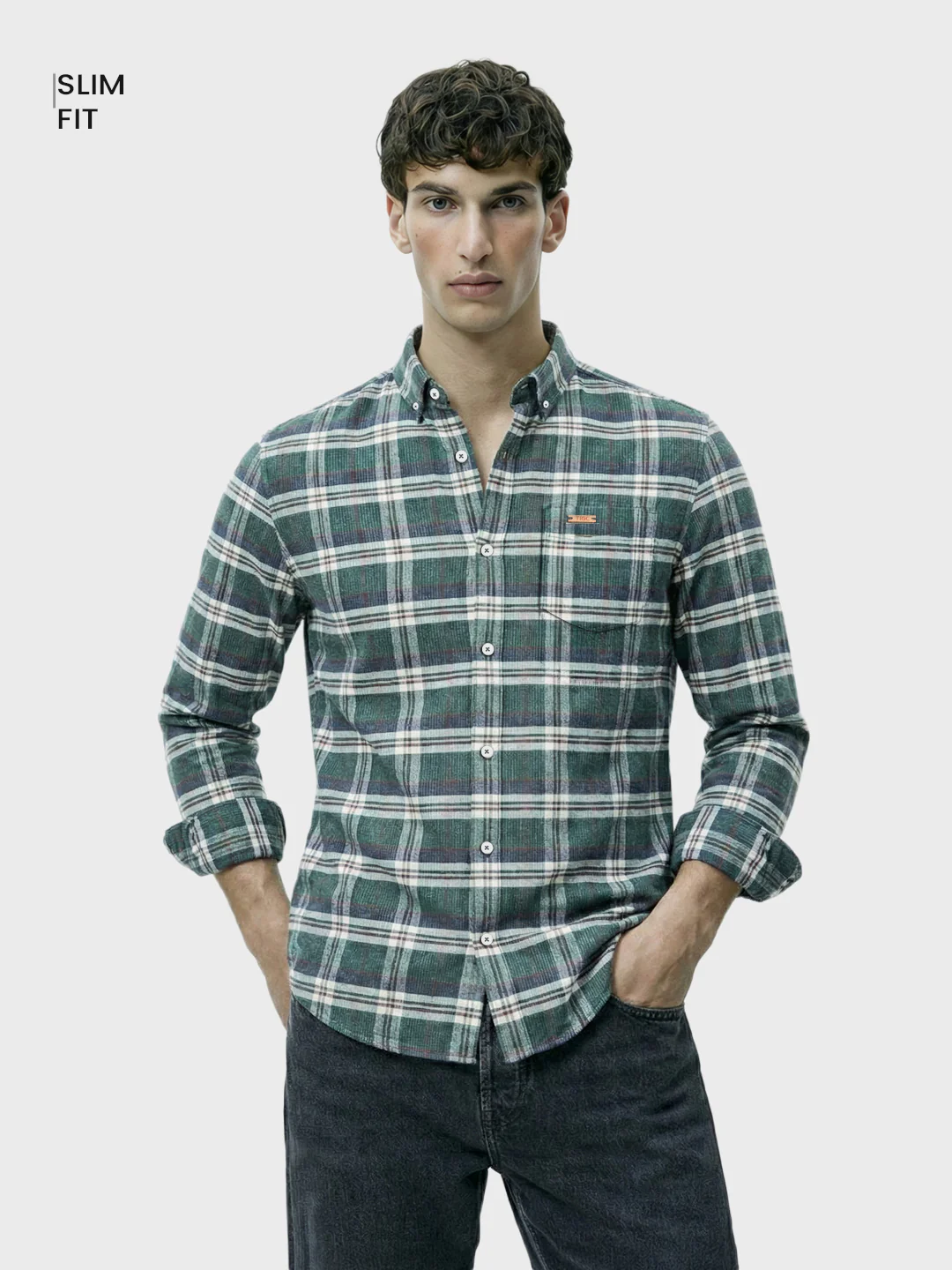 Men's Green Slim Fit Checkered Casual Shirt - Image 2