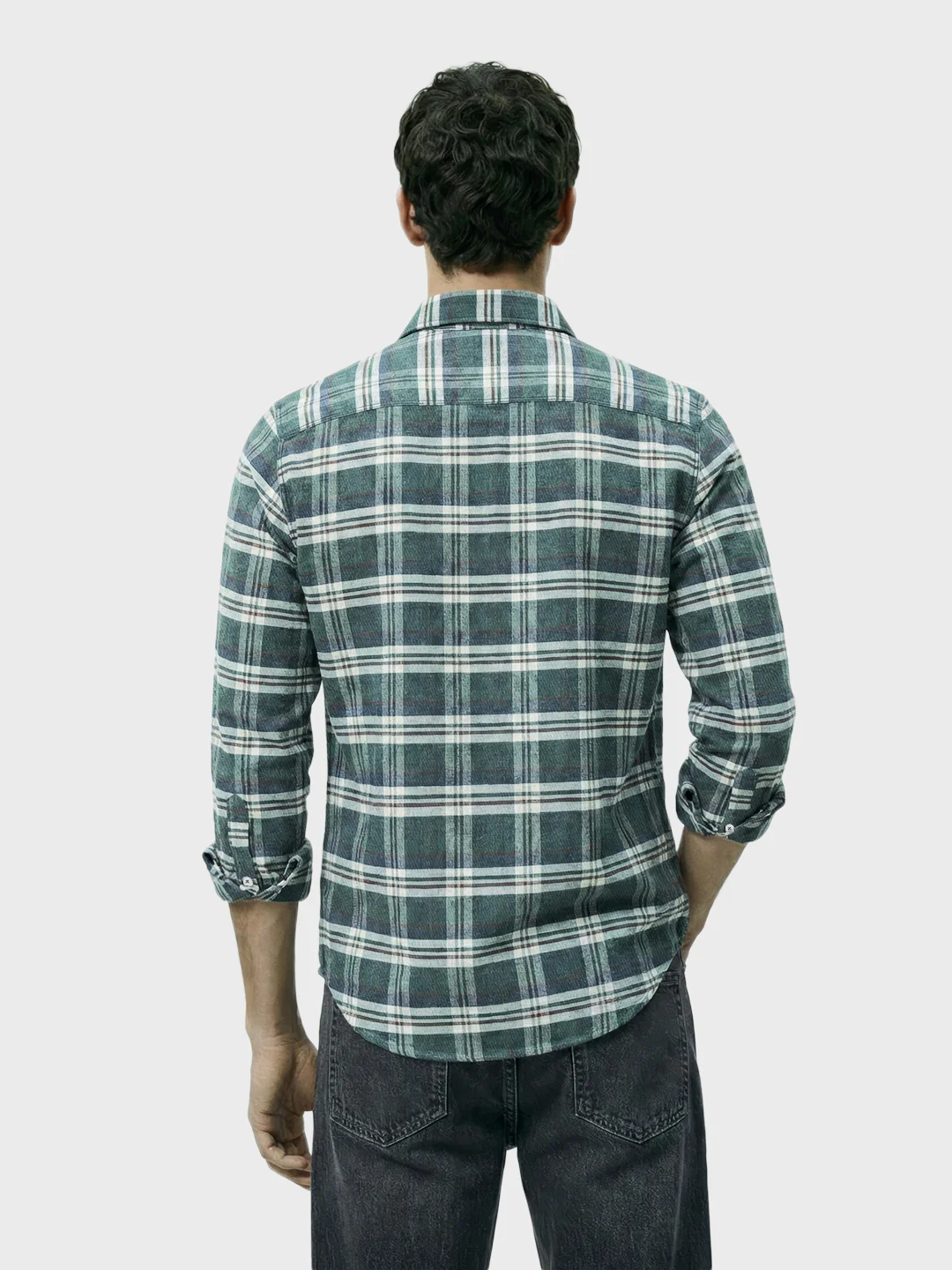 Men's Green Slim Fit Checkered Casual Shirt - Image 4