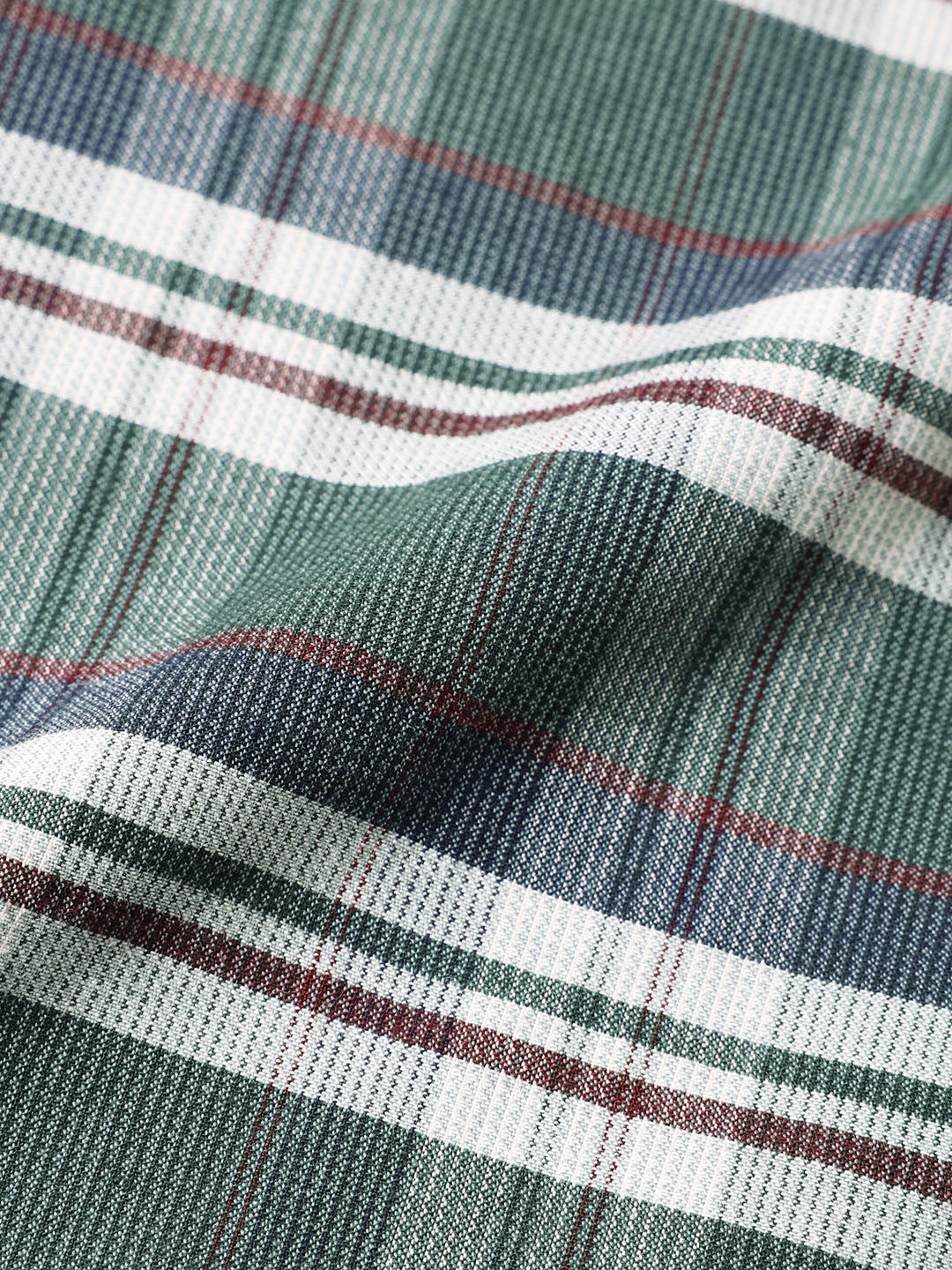 Men's Green Slim Fit Checkered Casual Shirt - Image 7