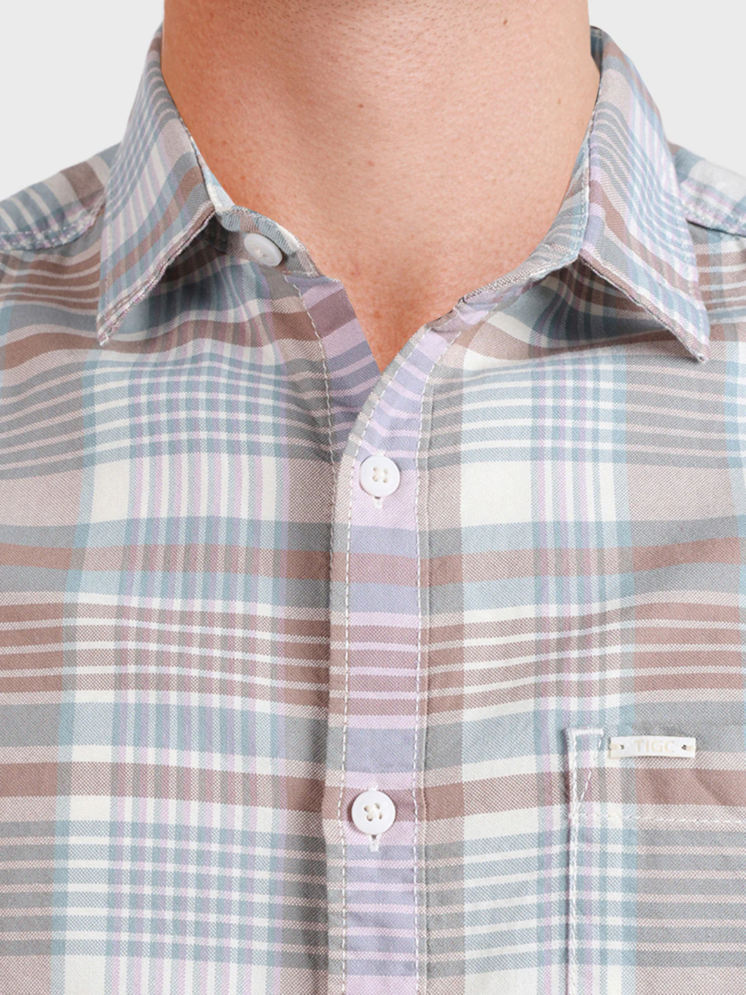 Men's Green Slim Fit Checkered Casual Shirt - Image 3