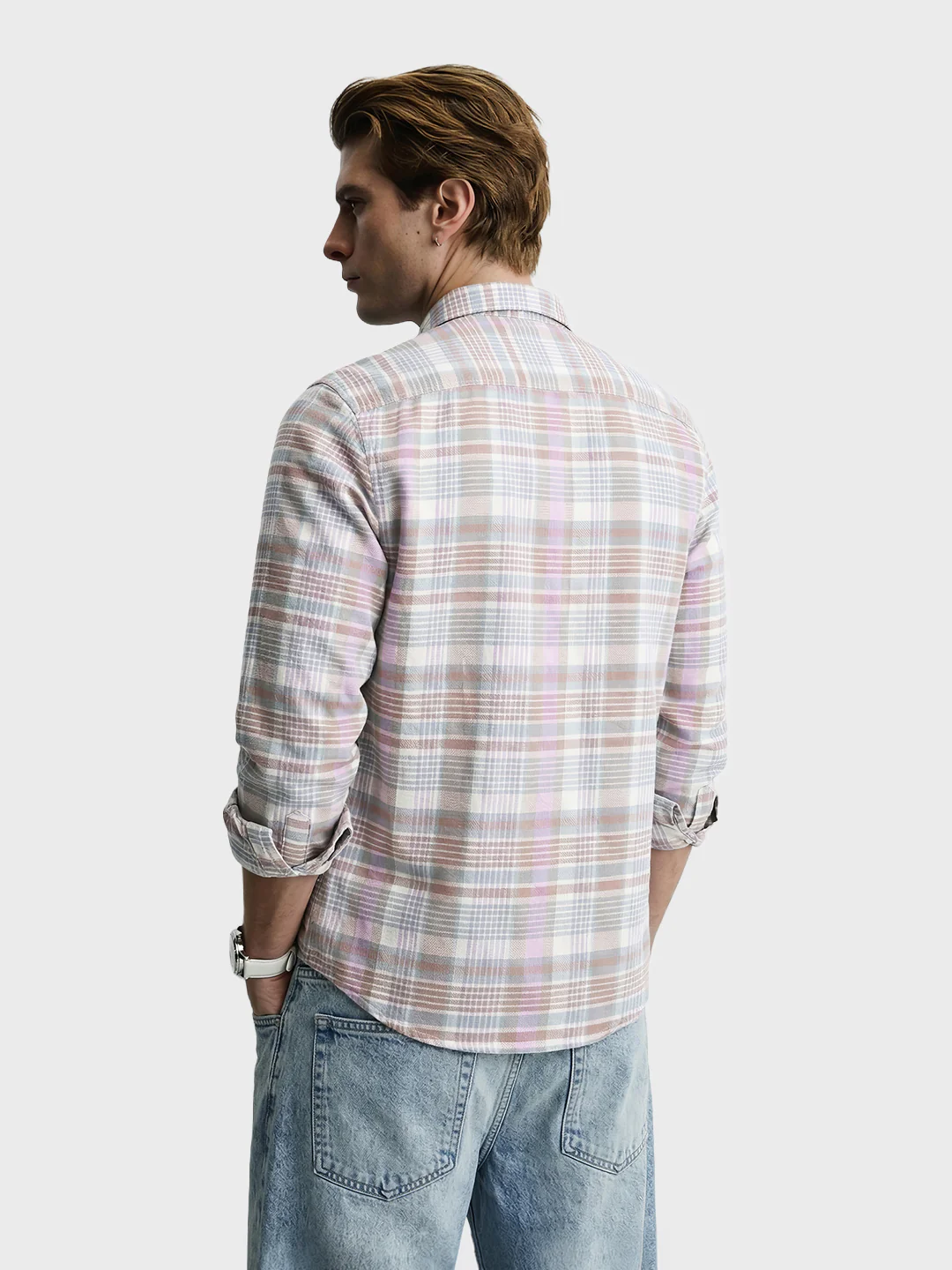 Men's Green Slim Fit Checkered Casual Shirt - Image 5