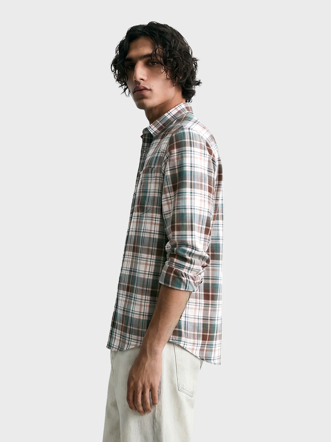 Men's Green Slim Fit Checkered Casual Shirt - Image 4