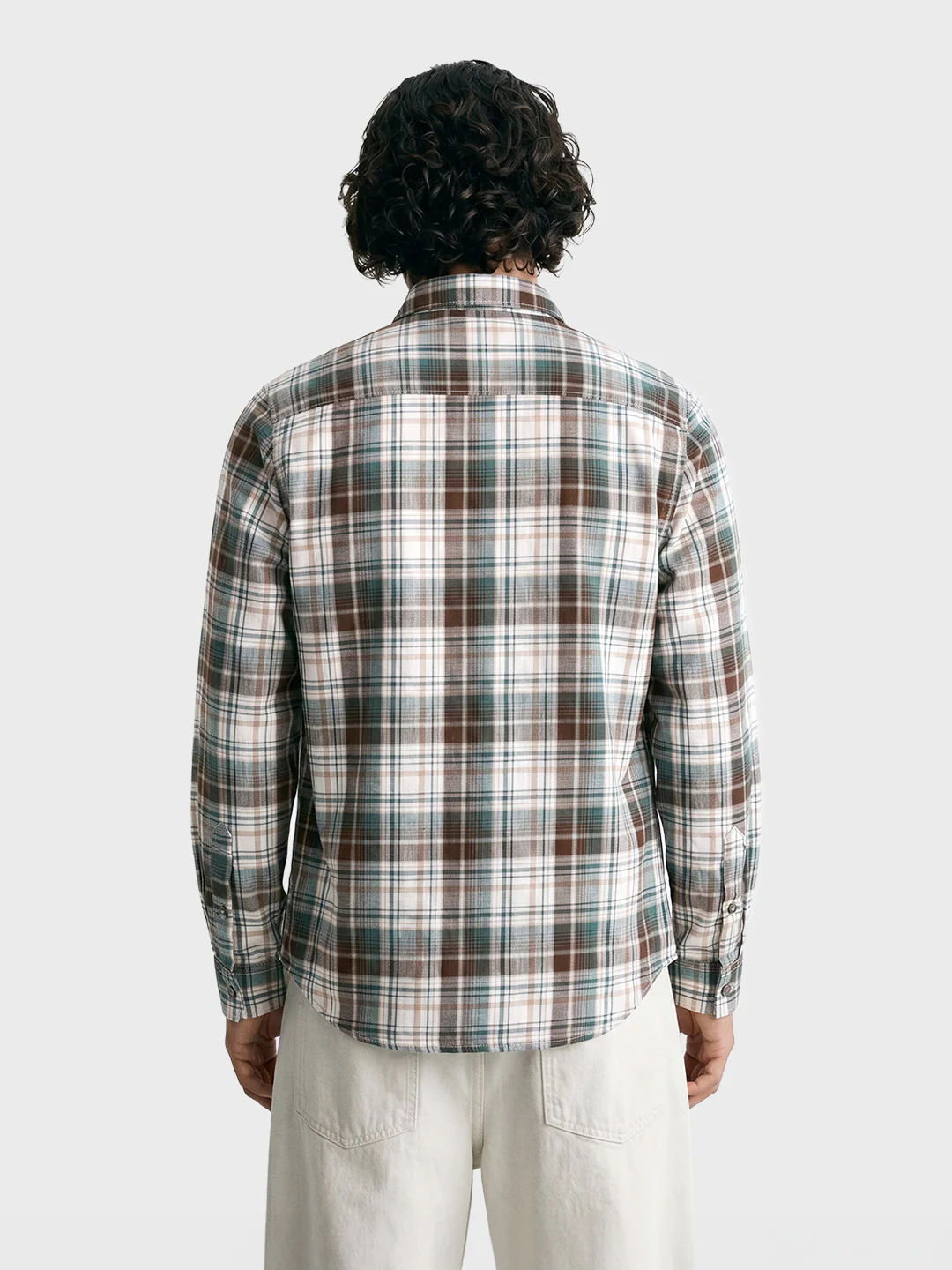 Men's Green Slim Fit Checkered Casual Shirt - Image 5
