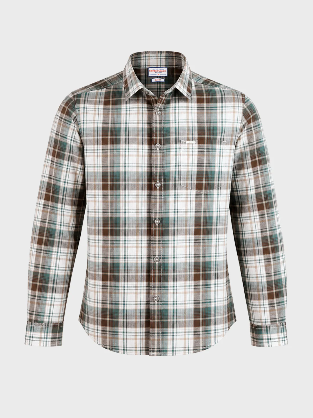 Men's Green Slim Fit Checkered Casual Shirt - Image 6