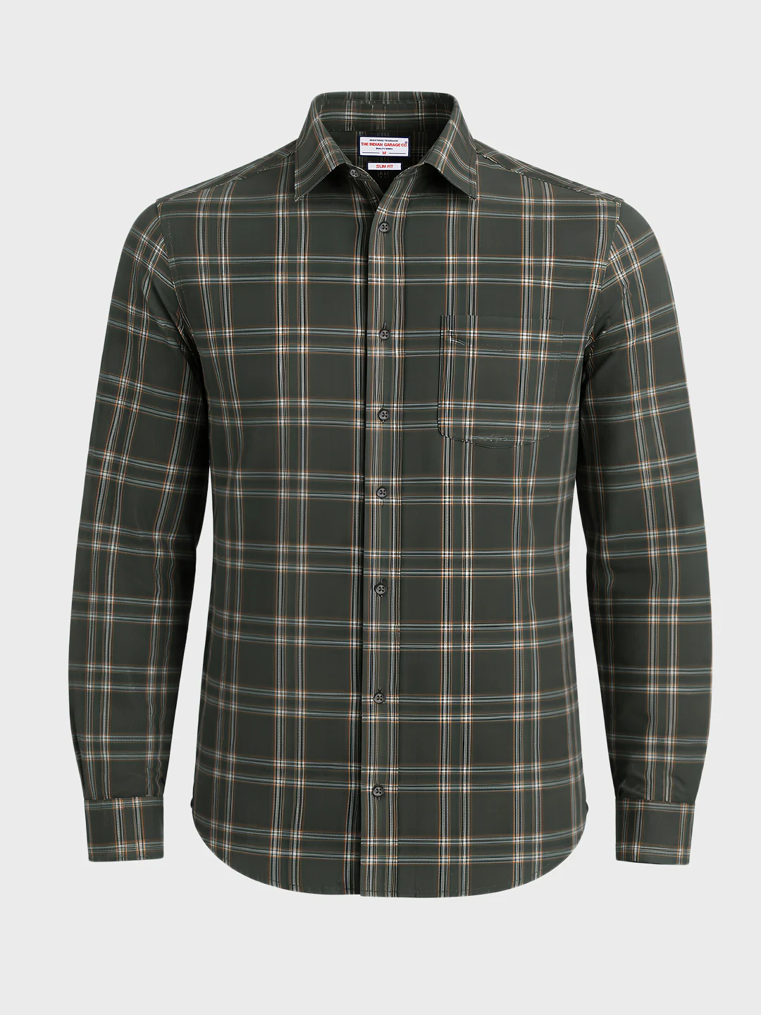 Men's Green Slim Fit Checkered Casual Shirts - Image 4