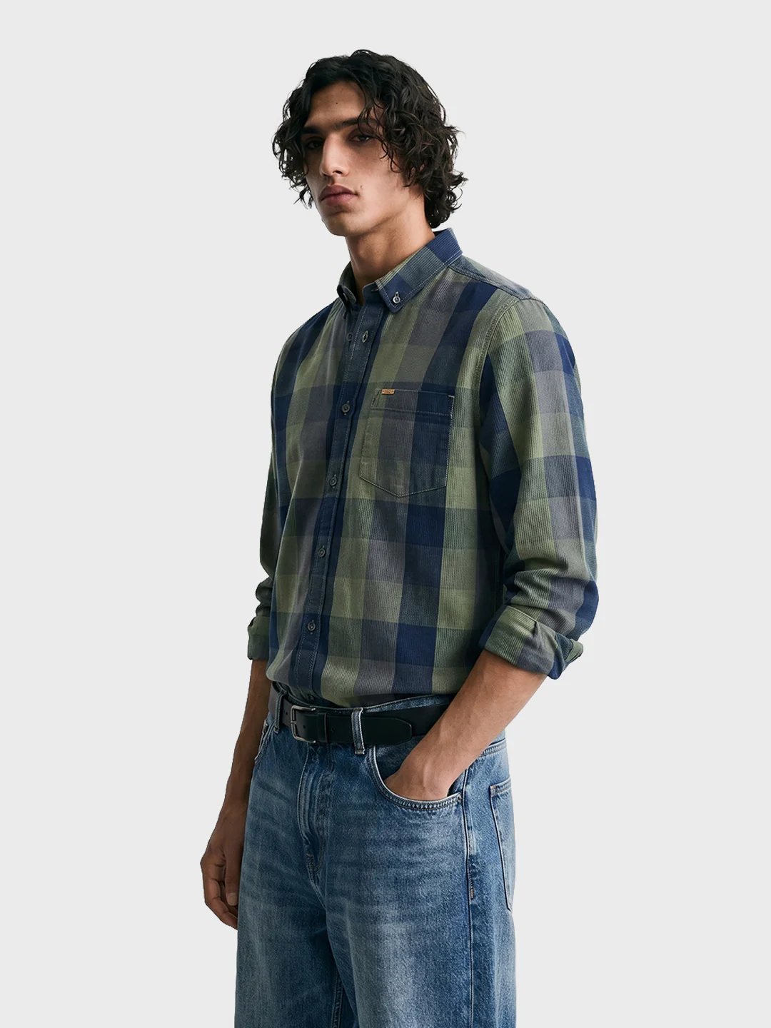 Men's Green Slim Fit Checkered Casual Shirts - Image 4