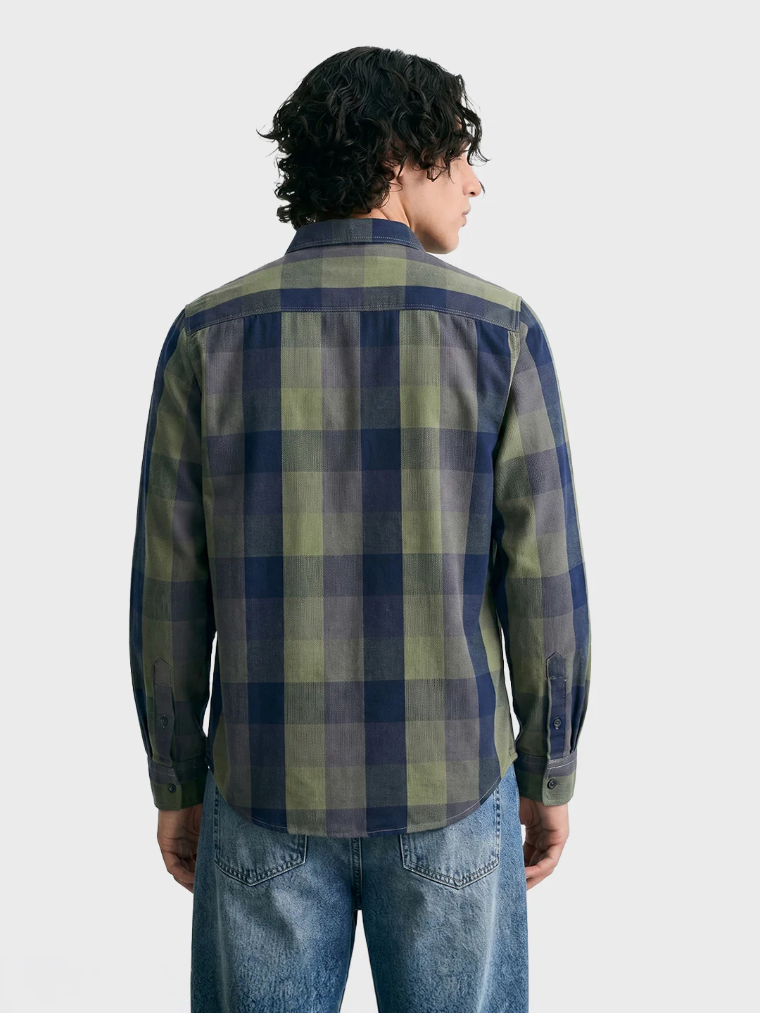 Men's Green Slim Fit Checkered Casual Shirts - Image 5