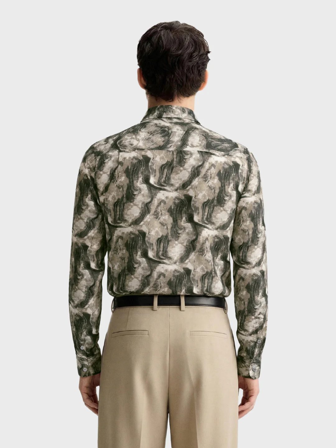 Men's Green Slim Fit Party Wear Printed Shirt - Image 2