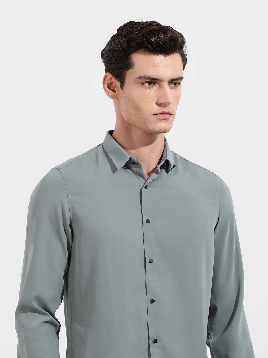 Men's Green Slim Fit Party Wear Solid Shirt - Image 5