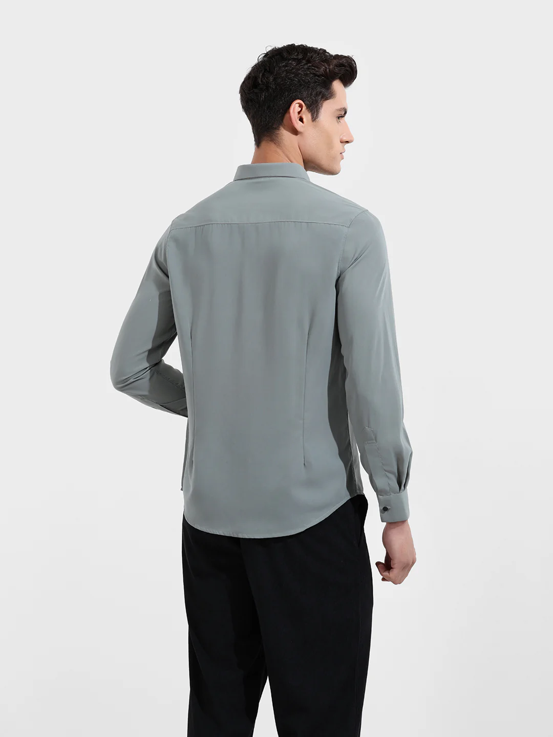 Men's Green Slim Fit Party Wear Solid Shirt - Image 6