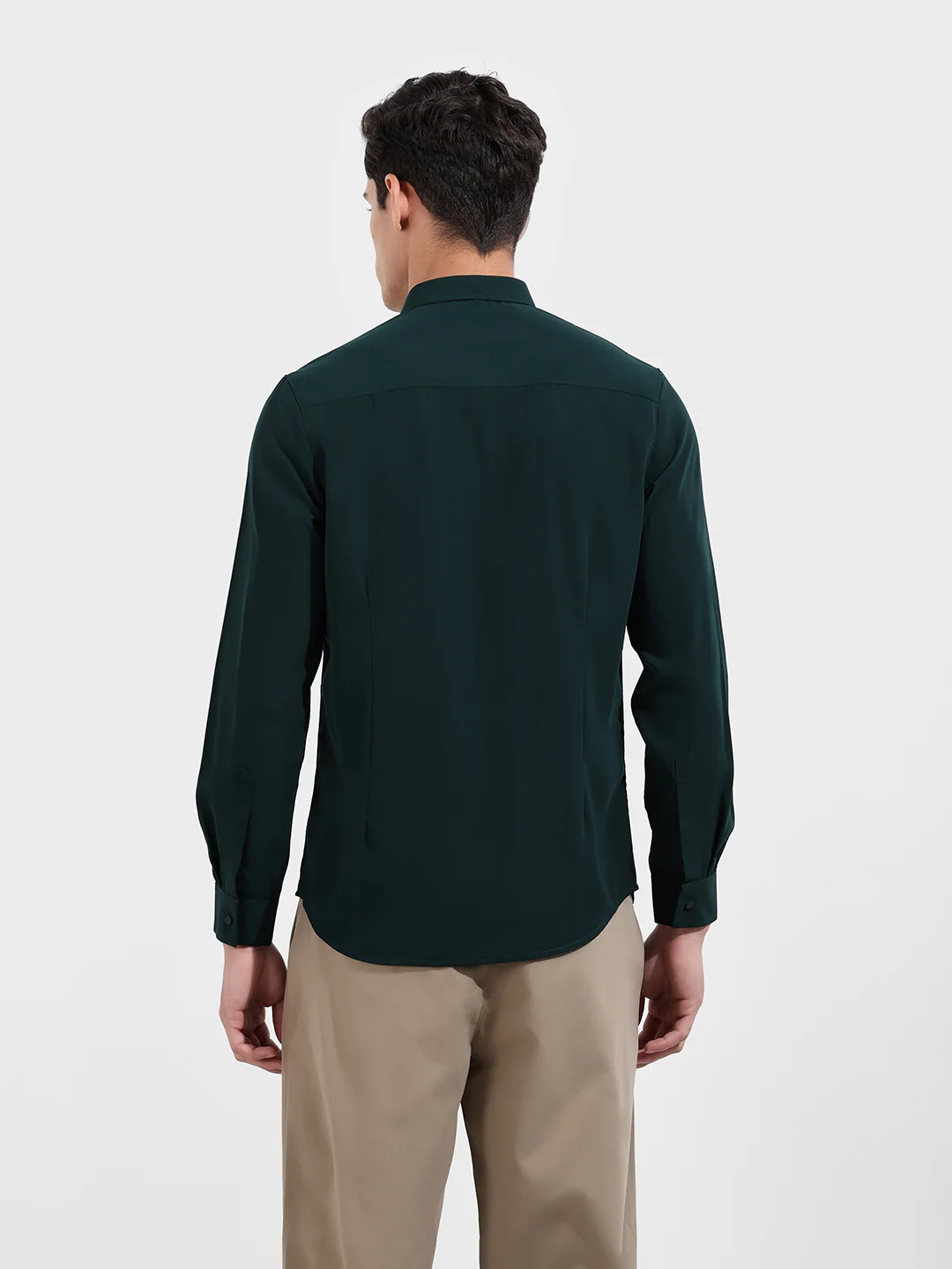 Men's Green Slim Fit Party Wear Solid Shirt - Image 5