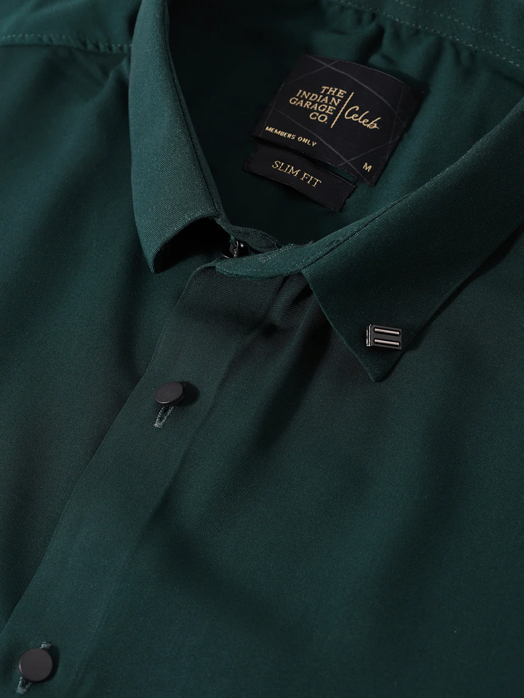 Men's Green Slim Fit Party Wear Solid Shirt - Image 6