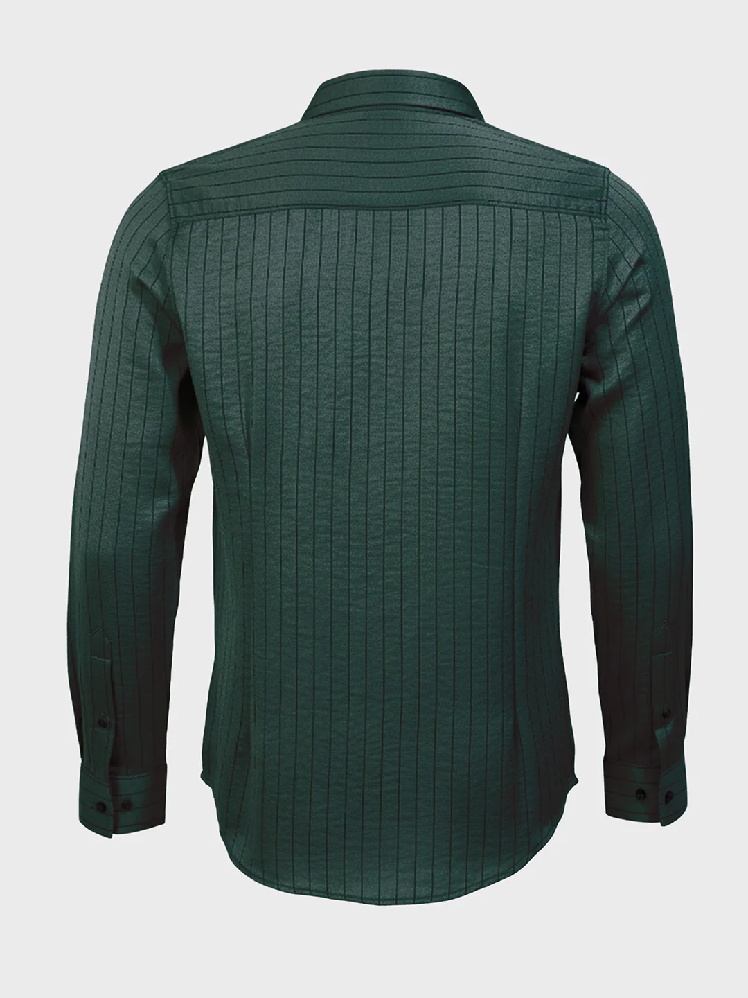 Men's Green Slim Fit Party Wear Striped Shirt - Image 4